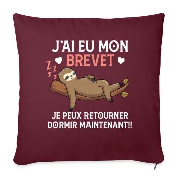 j'ai eu Mon Brevet des Collège Drôle Graduation - Housse de coussin décorative 45 x 45 cm - bordeaux - Devant