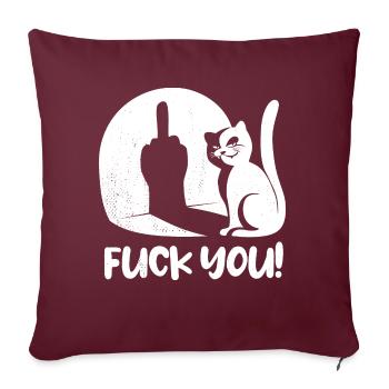 Fuck you Katze Mittelfinger Spruch - Sofakissenbezug 45 x 45 cm - Burgunderrot - Vorne