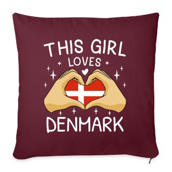 Danemark drapeau Scandinavie Drapeau danois coeur - Housse de coussin décorative 45 x 45 cm - bordeaux - Devant