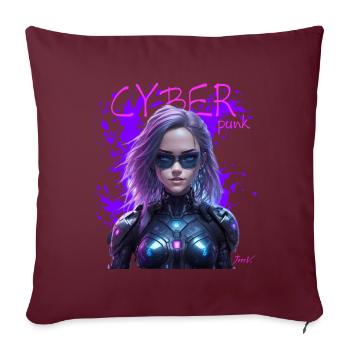 Cyber punk - Housse de coussin décorative 45 x 45 cm - bordeaux - Devant