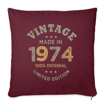 Né en 1974 Vintage 1974 anniversaire - Housse de coussin décorative 45 x 45 cm - bordeaux - Devant
