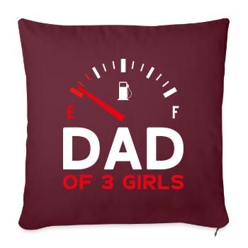 PAPA DE 3 FILLES FÊTE DES PÈRES PAPA TROIS FILLES - Housse de coussin décorative 45 x 45 cm - bordeaux - Devant