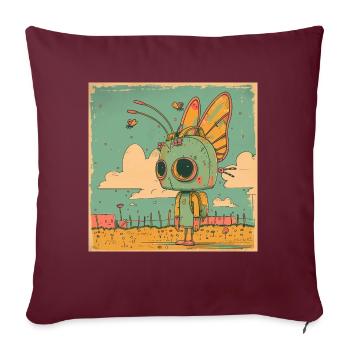 Fille robot - Housse de coussin décorative 45 x 45 cm - bordeaux - Devant