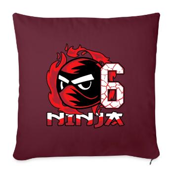 Kinder Ninja 6. Geburtstag Junge 6 Jahre alt - Sofakissenbezug 45 x 45 cm - Burgunderrot - Vorne