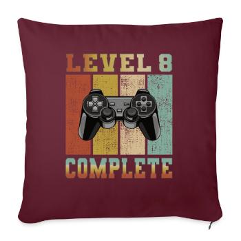 Level 8 complete birthday 8 years gamer gambler - Sofa pillowcase 17,3'' x 17,3'' (45 x 45 cm) - burgundy - Front
