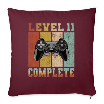 Level 11 complete anniversaire 11 ans gamer gamer - Housse de coussin décorative 45 x 45 cm - bordeaux - Devant