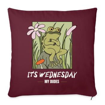 It is Wednesday my dudes! Meme Frosch - Sofakissenbezug 45 x 45 cm - Burgunderrot - Vorne
