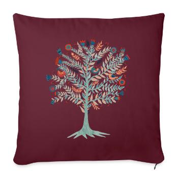 Arbre. Arbre de vie. Yggdrasil - Housse de coussin décorative 45 x 45 cm - bordeaux - Devant