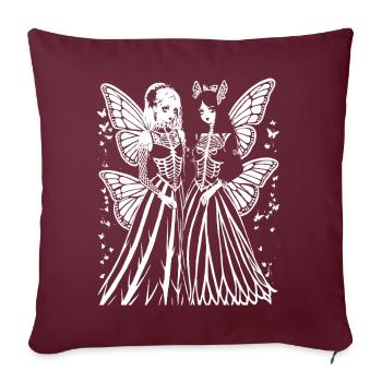 Renards Fleur de cerisier japonais Kitsune Renard - Housse de coussin décorative 45 x 45 cm - bordeaux - Devant