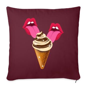 Eis lecken Zunge - Sofakissenbezug 45 x 45 cm - Burgunderrot - Vorne