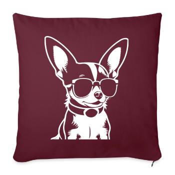 Lustiger Chihuahua mit Sonnenbrille Chihuahuas - Sofakissenbezug 45 x 45 cm - Burgunderrot - Vorne