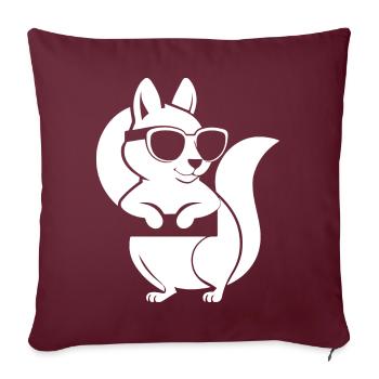 Drôle d’écureuil portant des lunettes de soleil écureuils - Housse de coussin décorative 45 x 45 cm - bordeaux - Devant