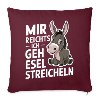 Âne âne mulet Muli - Housse de coussin décorative 45 x 45 cm - bordeaux - Devant