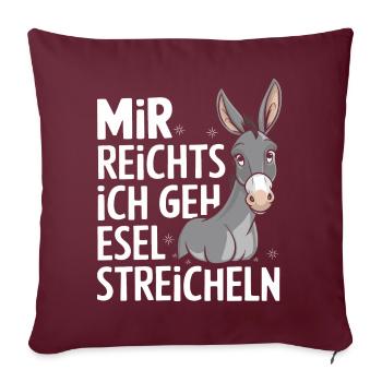 Âne âne mulet Muli - Housse de coussin décorative 45 x 45 cm - bordeaux - Devant