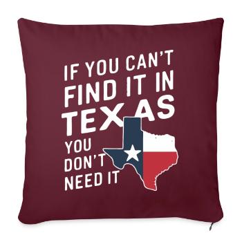 État du Texas Texans Texas - Housse de coussin décorative 45 x 45 cm - bordeaux - Devant