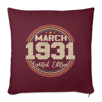 Awesome seit März 1931 Geburtstag 1931 Geschenk - Sofakissenbezug 45 x 45 cm - Burgunderrot - Vorne
