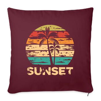 Art rétro coucher de soleil - Housse de coussin décorative 45 x 45 cm - bordeaux - Devant