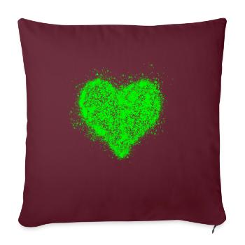 Coeur vert fluo vintage <3 - Housse de coussin décorative 45 x 45 cm - bordeaux - Devant
