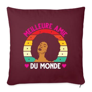 Meilleure meilleure amie monde vintage femme noire - Housse de coussin décorative 45 x 45 cm - bordeaux - Devant