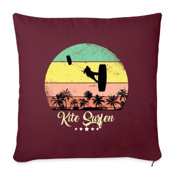 Kite Surf Surfeur Vintage Rétro Coucher de soleil - Housse de coussin décorative 45 x 45 cm - bordeaux - Devant