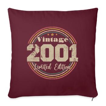 2001 Retro Vintage Geburtstag geboren in - 2001 - Sofakissenbezug 45 x 45 cm - Burgunderrot - Vorne