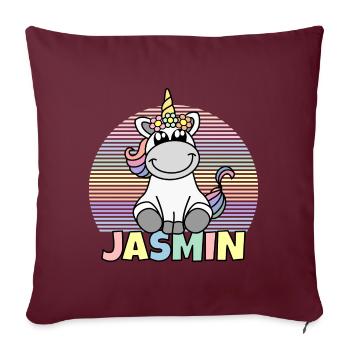 Jasmin Einhorn Name - Sofakissenbezug 45 x 45 cm - Burgunderrot - Vorne