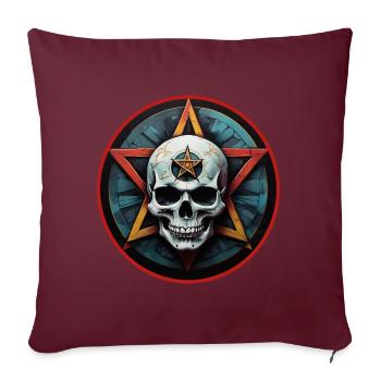 Colorful skull with pentagram - Sofa pillowcase 17,3'' x 17,3'' (45 x 45 cm) - burgundy - Front