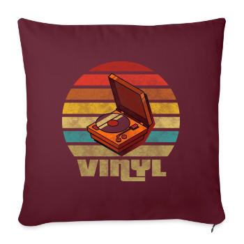 Vinyle Vintage Retro Musique Boîte Disque phonographe - Housse de coussin décorative 45 x 45 cm - bordeaux - Devant