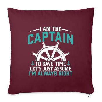 Je suis le capitaine drôle de voile - Housse de coussin décorative 45 x 45 cm - bordeaux - Devant