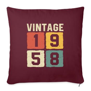 T-shirt rétro vintage 1958 1958 - Housse de coussin décorative 45 x 45 cm - bordeaux - Devant
