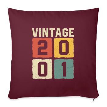 Millésime 2001 Né en 2001 - Housse de coussin décorative 45 x 45 cm - bordeaux - Devant