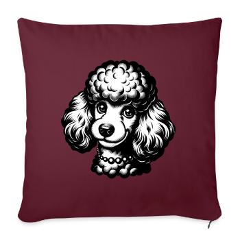 Dessin au crayon de caniche mignon - Housse de coussin décorative 45 x 45 cm - bordeaux - Devant