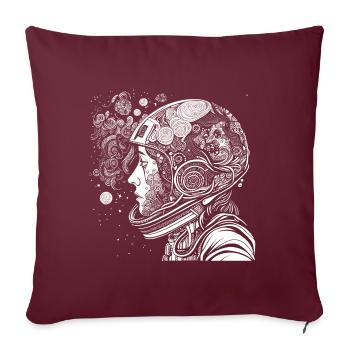 « Psychonaute » Astronaute psychédélique avec des motifs - Housse de coussin décorative 45 x 45 cm - bordeaux - Devant