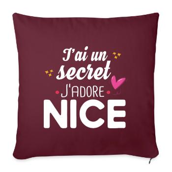 Nice Niçois Niçoise Cadeau Humour Ville France - Housse de coussin décorative 45 x 45 cm - bordeaux - Devant