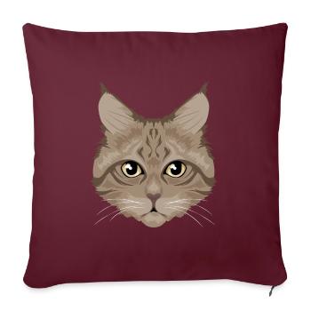Chat / chat brun - Housse de coussin décorative 45 x 45 cm - bordeaux - Devant