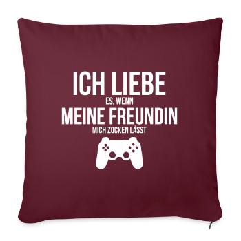J'adore quand ma copine me laisse jouer - Housse de coussin décorative 45 x 45 cm - bordeaux - Devant