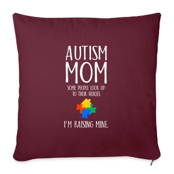Cadeau d'autisme de conscience de maman d'autisme - Housse de coussin décorative 45 x 45 cm - bordeaux - Devant