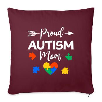 Proud Autism Mom Autisme Awareness Cadeau - Housse de coussin décorative 45 x 45 cm - bordeaux - Devant