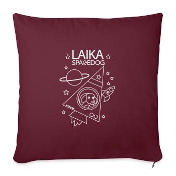 Laika Spacedog Sowjetische Weltraumhunde - Sofakissenbezug 45 x 45 cm - Burgunderrot - Vorne