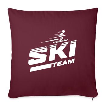 Ski en équipe de ski - Housse de coussin décorative 45 x 45 cm - bordeaux - Devant