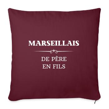 t shirt marseillais pere en fils humour marseille - Housse de coussin décorative 45 x 45 cm - bordeaux - Devant