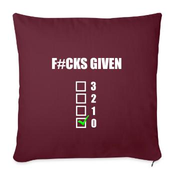 Null F#cks gegeben - Sofakissenbezug 45 x 45 cm - Burgunderrot - Vorne