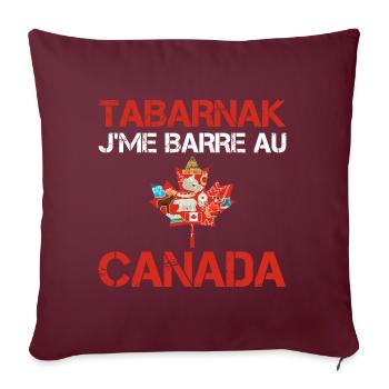 Tabarnak Je Me Barre Au Canada, Feuille D'érable - Housse de coussin décorative 45 x 45 cm - bordeaux - Devant