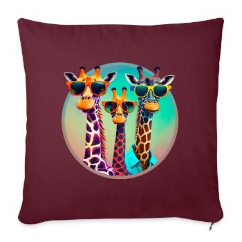 3 Coole Giraffen mit Sonnenbrillen - Sofakissenbezug 45 x 45 cm - Burgunderrot - Vorne