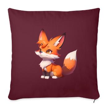 Adorable Chibi Fox - Housse de coussin décorative 45 x 45 cm - bordeaux - Devant