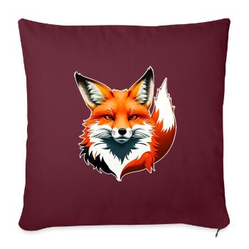 Wild Eleganter Fuchskopf mit Fuchsschwanz - Sofakissenbezug 45 x 45 cm - Burgunderrot - Vorne