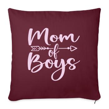 Maman de Garçons - Cadeau Fête des Mères - Housse de coussin décorative 45 x 45 cm - bordeaux - Devant