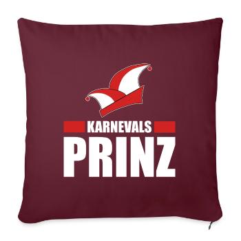 Karnevals Prinz Alaaf Fasching Kostüm - Sofakissenbezug 45 x 45 cm - Burgunderrot - Vorne