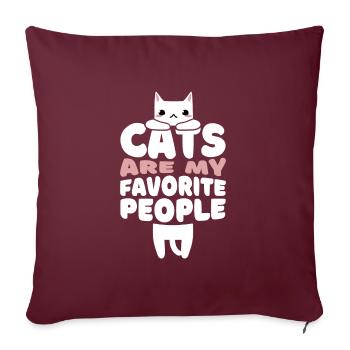 Les chats sont mes personnes préférées - Housse de coussin décorative 45 x 45 cm - bordeaux - Devant