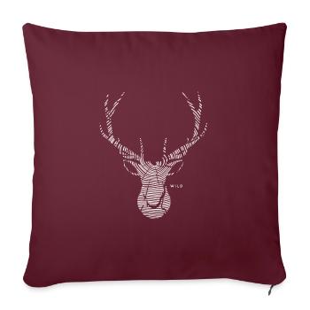 Cerf en bois sauvage - Housse de coussin décorative 45 x 45 cm - bordeaux - Devant